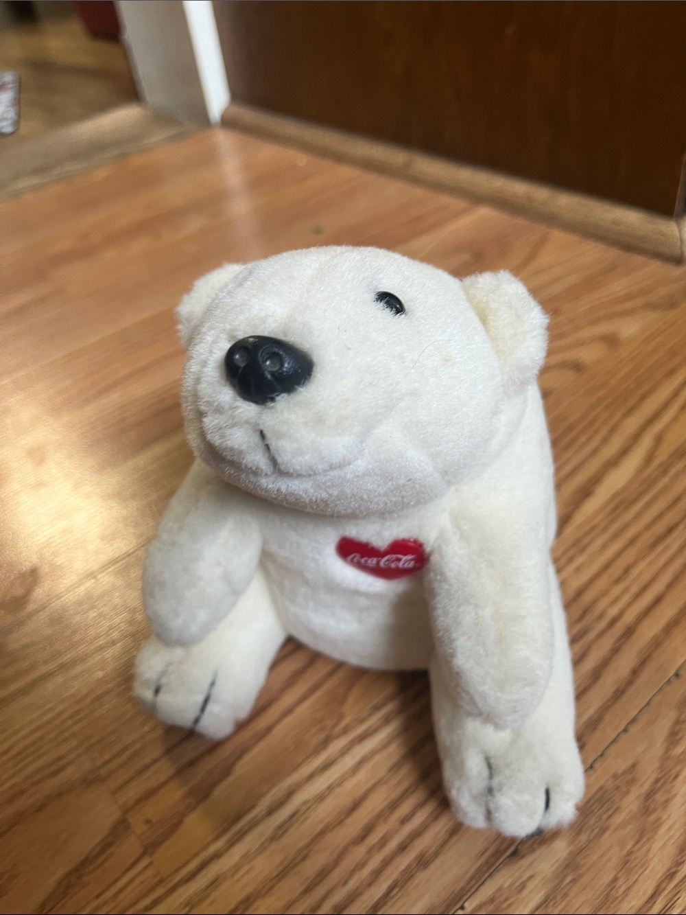 Coca-Cola Cream White Polar Bear Plush with Red Heart Logo